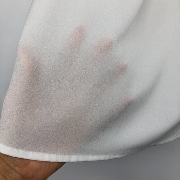 RW&Co White tied V-Neck sleevless blouse LG office capsule wardrobe Large - Picture 12 of 16